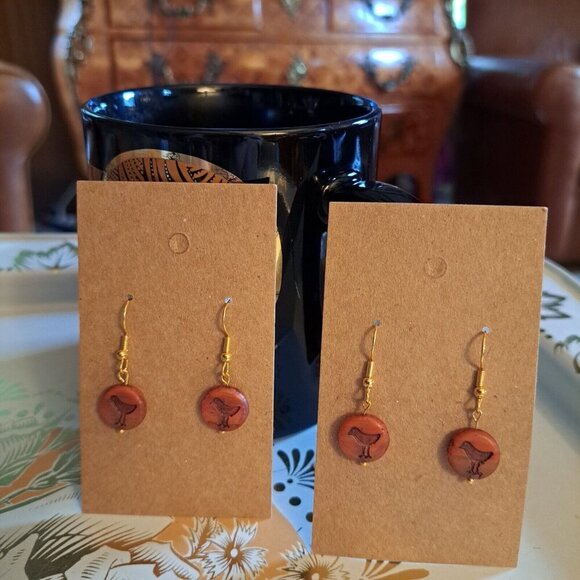 Handmade Czech Glass Bird earrings for women Gold Tone Birds Nature - Picture 3 of 7